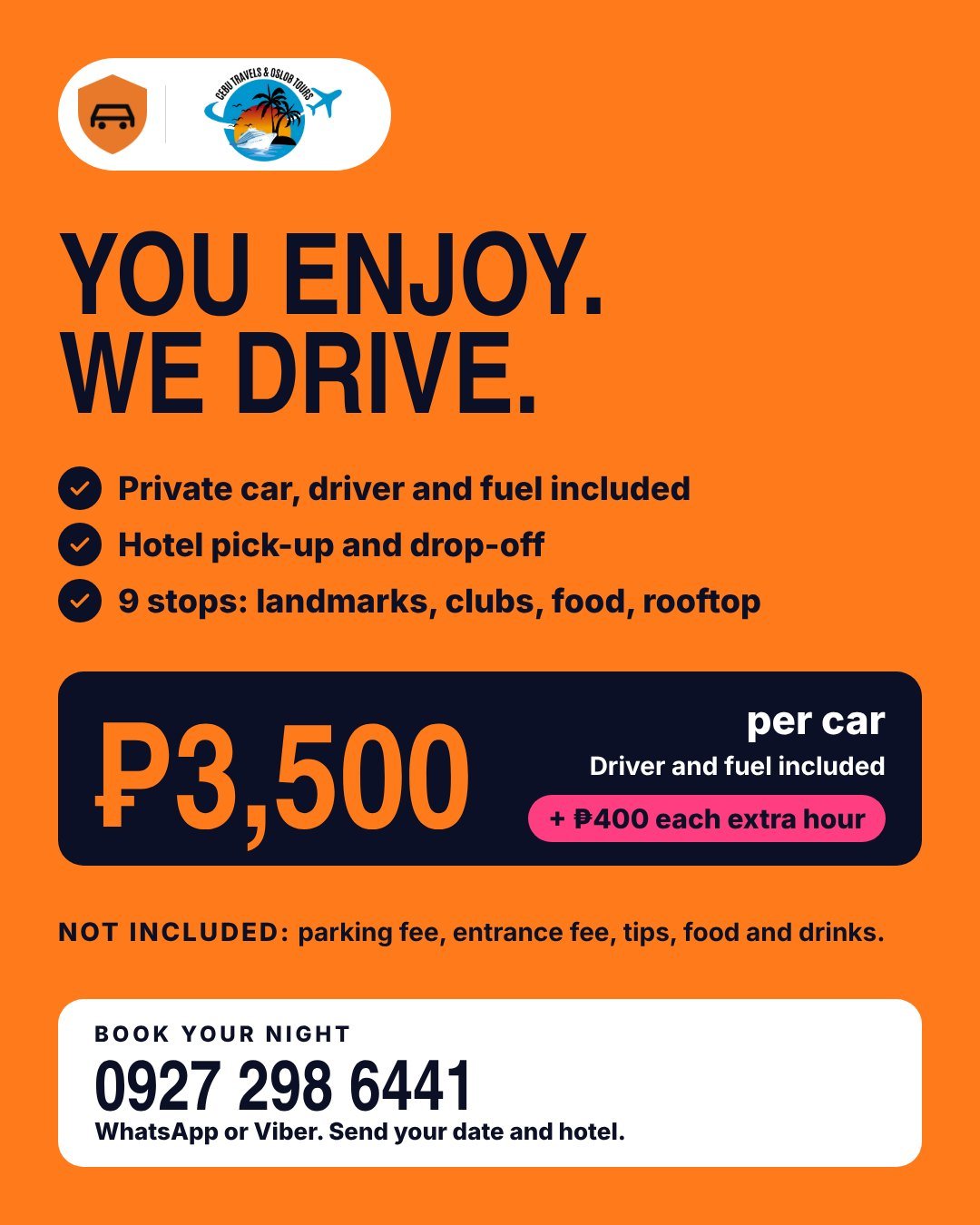 Cebu City Night Tour brochure - inclusions and rate